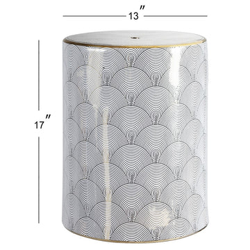 Fish Scale 17" Modern Ceramic Garden Stool - JONATHAN Y